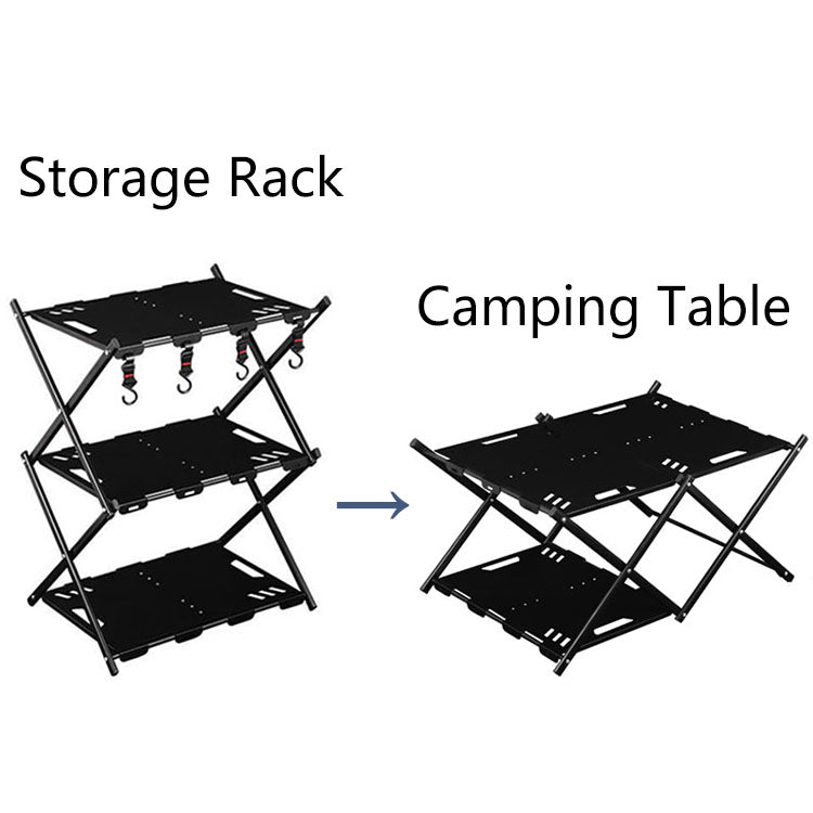 Convertible 3 Tier Steel Collapsible Camping Storage Rack/Table