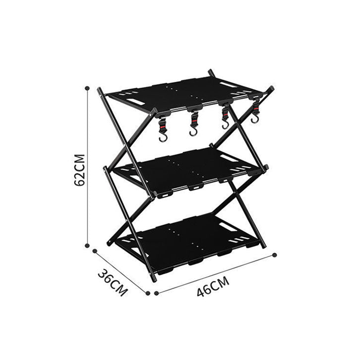 Convertible 3 Tier Steel Collapsible Camping Storage Rack/Table