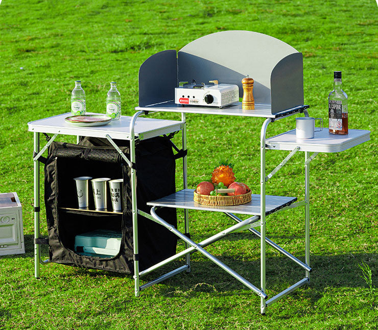 Large Capacity Camping Kitchen Table with Cupboard