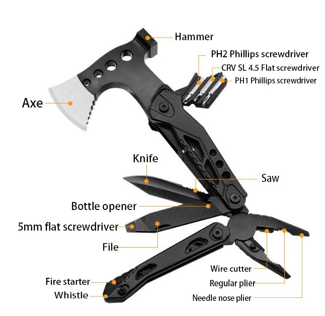 Outdoor Stainless Steel Multi-function Tool for Camping, Adventure