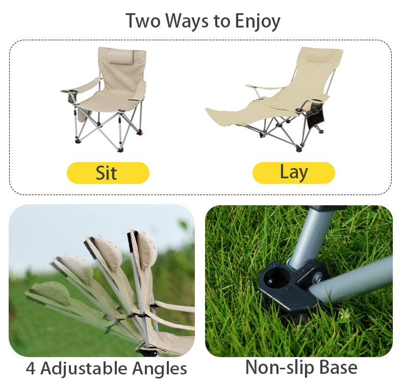 Foldable Adjustable Convertible Reclining Camping Chair