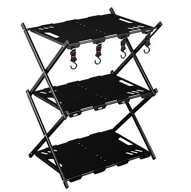 Convertible 3 Tier Steel Collapsible Camping Storage Rack/Table