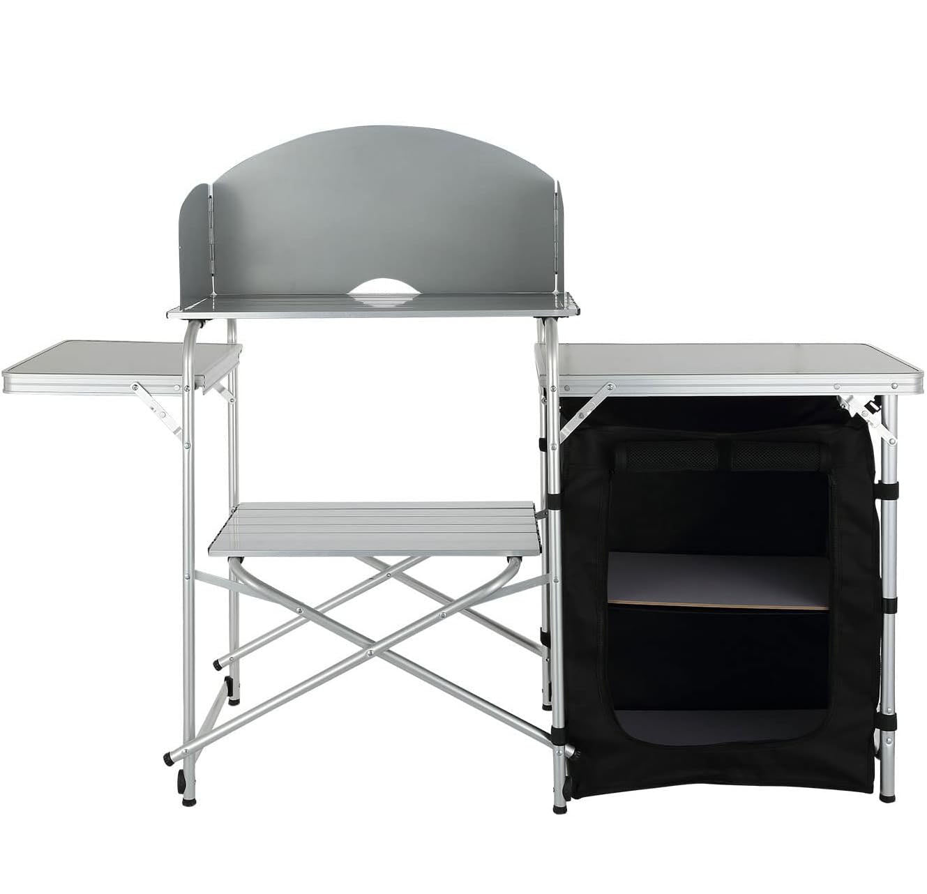 Large Capacity Camping Kitchen Table with Cupboard