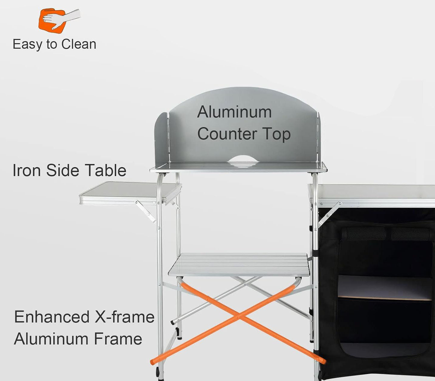 Large Capacity Camping Kitchen Table with Cupboard