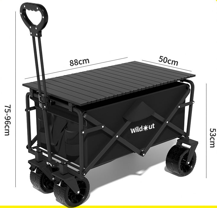 180L Wide-Wheel Foldable Camping Wagon with Tabletop